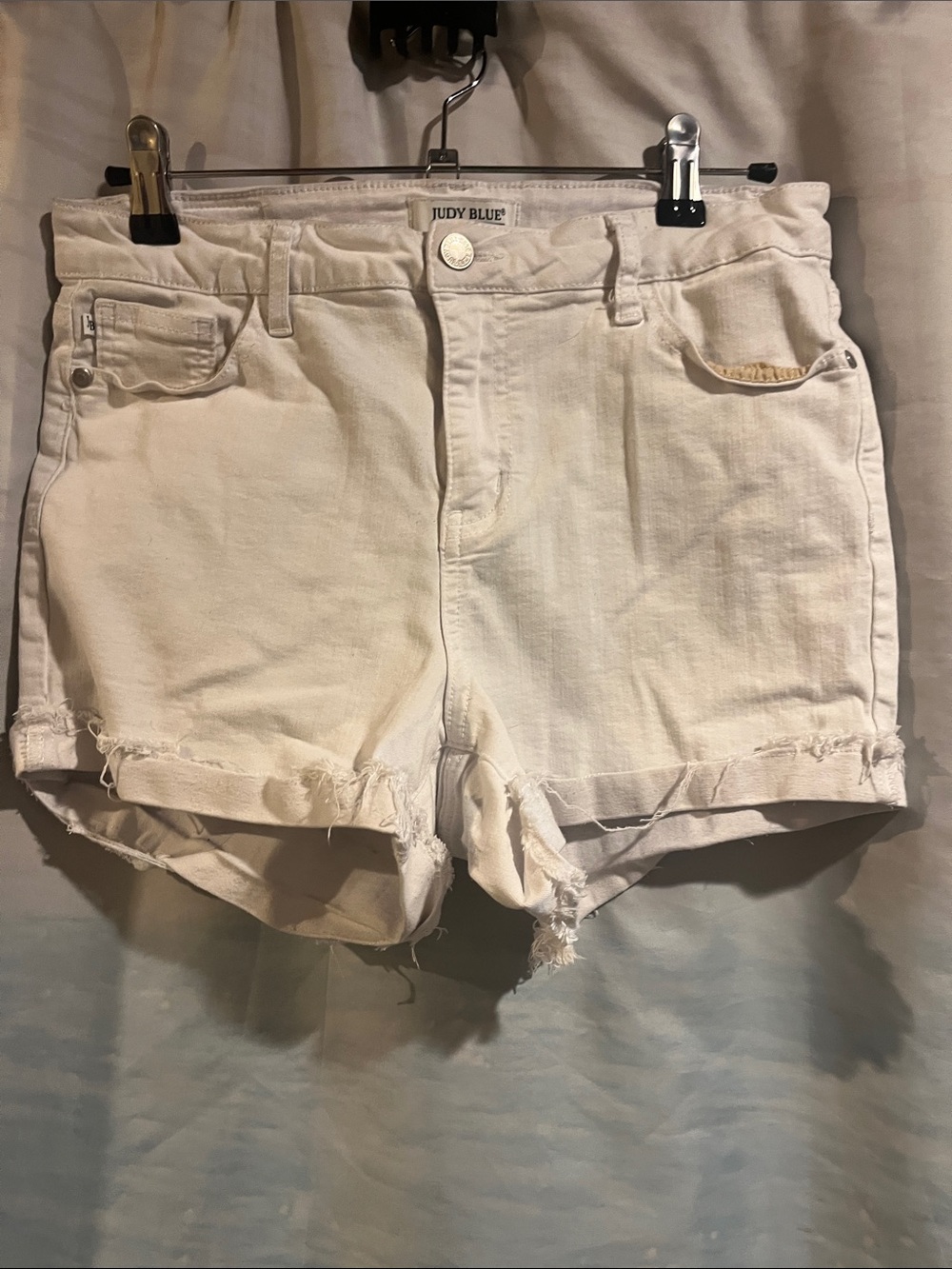 Judy Blue white Frayed Hem Denim Shorts